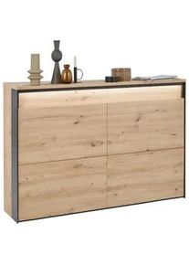 Voleo Hängeschuhschrank , Schwarz, Eiche Artisan , Holzwerkstoff , D , 139.4x97.5x24.3 cm , Typenauswahl, Beimöbel erhältlich, hängend , Holzmöbel, Garderobe Holz, Schuhschränke Holz