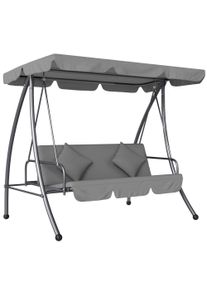 Outsunny Outdoor 2-in-1 Swing Chair Lounger 3 Seater Garden Swing Seat Bed Convertible Tilt Canopy W/ Cushion, Light Grey | Aosom Ireland