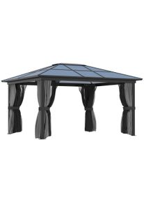 Outsunny 4 x 3.6m Hardtop Gazebo with UV Resistant Polycarbonate Roof & Aluminium Frame, Garden Pavilion with Mosquito Netting and Curtains | Aosom Ireland