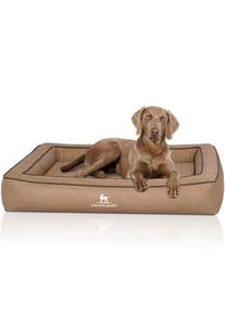 Knuffelwuff Orthopädisches Hundebett aus Laser gestepptem Kunstleder Montego braun/ beige XL