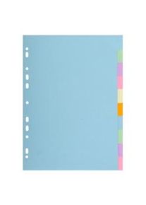Exacompta - Cod. 1610E - Divisori per raccoglitori ad anelli con 10 tasti neutri - Cartoncino riciclato 170 g/mq multicolore - A4 - 25 pezzi