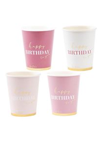 8 papirkopper Pink Birthday 250ml