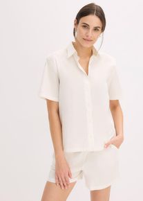 Pyjamas med shorts i vävt bomullsmaterial - vit - storlek 40/42 (M) - bonprix