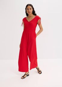 Jumpsuit i kräppat material med struktur - röd - storlek 48/50 (XL) - bonprix