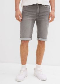Stretchiga jeansbermudas med uppvikta benslut Regular Fit - grå - storlek 32 - bonprix