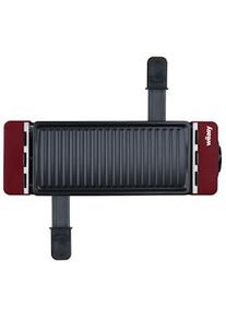WEASY Wëasy TAK12 Personas, 2 en 1 Grill, 400 W, Recubrimiento Raclette y 2 Sartenes Antiadherente, Placa Extraíble, Rojo, 5.3 tons, Madera