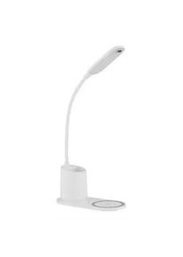 Globo Büroleuchte , Opal, Weiß , Kunststoff , F , 8.5x45x34 cm , 3-fach schaltbar, Flexarm, Farben fixierbar, Touch (on/off), Handyladefunktion, Farbtemperaturwechsler , Lampen & Leuchten, Innenbeleuchtung, Tischlampen, Schreibtischlampen