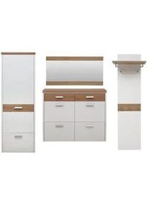 Dieter Knoll Collection Dieter Knoll Garderobe , Weiß, Eichefarben , Holz, Holzwerkstoff , 4-teilig , Wildeiche , furniert , 270x200x32 cm , Goldenes M, Made in Germany, DGM-Klimapakt , Garderobe, Garderoben-Sets & Garderoben-Serien