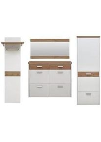Dieter Knoll Collection Dieter Knoll Garderobe , Weiß, Eichefarben , Holz, Holzwerkstoff , 4-teilig , Wildeiche , furniert , 270x200x32 cm , Goldenes M, Made in Germany, DGM-Klimapakt , Garderobe, Garderoben-Sets & Garderoben-Serien