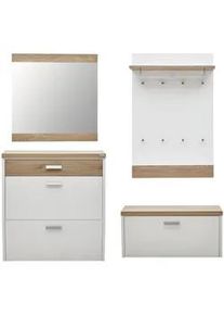 Dieter Knoll Collection Dieter Knoll Garderobe , Weiß, Eichefarben , Holz, Holzwerkstoff , 4-teilig , Wildeiche , furniert , 200x200x32 cm , Goldenes M, Made in Germany, DGM-Klimapakt , Beimöbel erhältlich, hängend , Garderobe, Garderoben-Sets & Garderoben-Serien