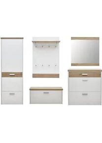 Dieter Knoll Collection Dieter Knoll Garderobe , Weiß, Eichefarben , Holz, Holzwerkstoff , 5-teilig , Wildeiche , furniert , 290x200x32 cm , Goldenes M, Made in Germany, DGM-Klimapakt , Beimöbel erhältlich, hängend , Garderobe, Garderoben-Sets & Garderoben-Serien