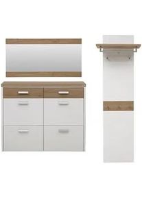 Dieter Knoll Collection Dieter Knoll Garderobe , Weiß, Eichefarben , Holz, Holzwerkstoff , 3-teilig , Wildeiche , furniert , 200x200x32 cm , Goldenes M, Made in Germany, DGM-Klimapakt , Garderobe, Garderoben-Sets & Garderoben-Serien