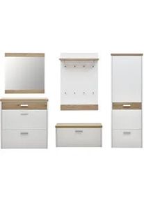 Dieter Knoll Collection Dieter Knoll Garderobe , Weiß, Eichefarben , Holz, Holzwerkstoff , 5-teilig , Wildeiche , furniert , 290x200x32 cm , Goldenes M, Made in Germany, DGM-Klimapakt , Beimöbel erhältlich, hängend , Garderobe, Garderoben-Sets & Garderoben-Serien