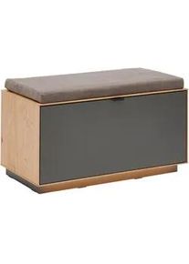 Linea Natura Garderobenbank , Grau, Eichefarben , Metall , Asteiche , furniert, massiv , Füllung: Kaltschaum , 85x42x42 cm , Garderobe, Garderobenbänke