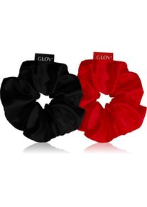 GLOV Satin Scrunchies M elastici per capelli Red/Black 2 pz