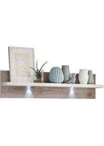 Xora Wandboard , Weiß, Eichefarben , Holzwerkstoff , G , 133x32x20 cm , Made in Eu , Wohnzimmer, Wohnwände, Wohnwand-Serien