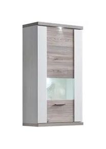 Xora Hängevitrine , Weiß, Eichefarben , Glas, Holzwerkstoff , 3 Fächer , 65x131x42 cm , Typenauswahl , Holzmöbel, Holzschränke, Vitrinen Holz, Hängevitrinen Holz