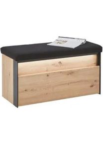 Voleo Garderobenbank , Schwarz, Eiche Artisan , Holzwerkstoff , Füllung: Schaumstoff , 91.5x48.5x40 cm , erweiterbar, Truhe im Sitz , Garderobe, Garderoben-sets & Serien, Garderoben-serien