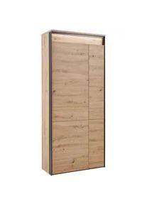Voleo Garderobenschrank , Schwarz, Eiche Artisan , Holzwerkstoff , 5 Fächer , 87.7x200x37.8 cm , Beimöbel erhältlich, griffloses Öffnen, Typenauswahl , Holzmöbel, Garderobe Holz, Garderobenschränke Holz