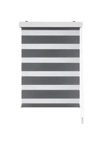 Boxxx Doppelrollo , Grau, Transparent , Textil , Streifen , 140x160 cm , Länge universell einstellbar , Heimtextilien, Vorhänge, Rollos, Doppelrollos
