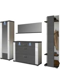 Xora Garderobe , Graphitfarben, Weiß , Holzwerkstoff , 4-teilig , 263.5x206.6x41.6 cm , Garderobe, Garderoben-Sets & Garderoben-Serien