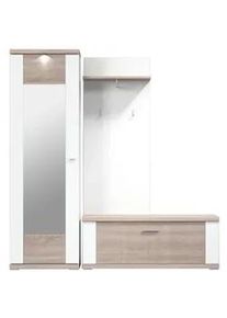 Xora Garderobe , Weiß, Eichefarben , Holzwerkstoff , 3-teilig , 193.5x206.6x41.6 cm , Garderobe, Garderoben-Sets & Garderoben-Serien