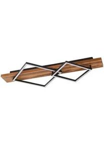 Eglo Xxxl Led-Deckenleuchte , Braun, Schwarz, Weiß , Holz, Metall, Kunststoff , Eiche , rechteckig , 40.5x9x78 cm , Lampen & Leuchten, Leuchtenserien