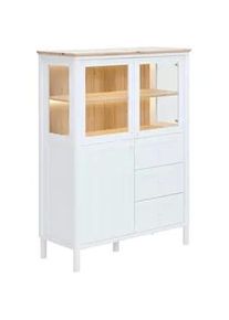 home24 Highboard , Weiß, Eiche Artisan , Metall , 2 Fächer , 3 Schubladen , E , 112.3x150x47.2 cm , Beimöbel erhältlich, stehend , Wohnzimmer, Wohnwände, Wohnwand-Serien