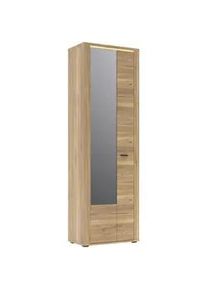 Xora Garderobenschrank , Eichefarben , Glas, Holzwerkstoff , 5 Fächer , 65x204x38 cm , Garderobe, Garderoben-Sets & Garderoben-Serien, Garderoben-Serien