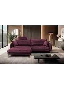 Mid.you Ecksofa , Weinrot , Textil , Ottomane links, L-Form , 264x196 cm , Made in Eu , Liegefunktion , Wohnzimmer, Sofas & Couches, Wohnlandschaften, Ecksofas