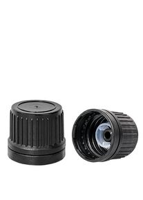 Skruelåg sort (DIN18, UT18) 8 mm hældering med manipulationssikker ring. Til...