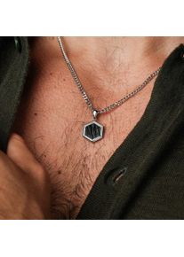 Holzkern Halsketten Herren Silber und Marmor