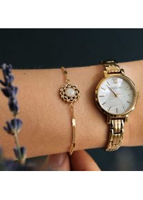 Holzkern Armbänder Damen Gold und Mondstein