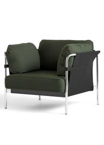 Can fauteuil Hay structure chromée / toile noire / Steelcut 0975