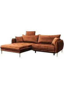 Mid.you Ecksofa , Rostfarben , Textil , Ottomane links, L-Form , 264x196 cm , Made in Eu , Liegefunktion , Wohnzimmer, Sofas & Couches, Wohnlandschaften, Ecksofas