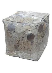 Kayoom Pouf , Grau, Silberfarben , Leder , Echtleder , Patchwork , Füllung: Polystyrol , 45x45x45 cm , Wohnzimmer, Sessel, Hocker & Hockerbänke, Poufs