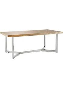 Livetastic Couchtisch , Eichefarben, Edelstahlfarben , Holz, Metall, Holzwerkstoff , Eiche , furniert , rechteckig , eckig , 120x44x60 cm , Holzmöbel, Holztische, Wohnzimmertische Holz, Couchtische Holz
