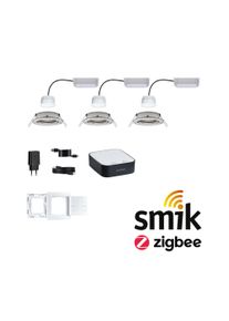 Paulmann Startsæt til attraktiv pris Smart Home smik Gateway med trykknap til væg + LED-indbygningsarmatur Nova Plus Coin basic sæt drejeligt RGBW