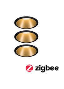 Paulmann Smart Home Zigbee sæt Smart Home Zigbee 3.0 Indbygningslamper Cole + Zigbee Coin IP44 runde 88mm 3x6W 3x470lm 230V dæmpbar 2700K Sort/Guld