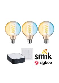Paulmann Startsæt til attraktiv pris Zigbee 3.0 Smart Home smik Gateway + LED-pære Filament G95 Tunable White + Switch