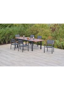 Merxx Garten-Essgruppe » »Paxos««, (Set, 7 tlg., Gepadded, pulverbeschichtetes Aluminiumgestell), Ausziehtisch: LxB: 180-250 x 100 cm