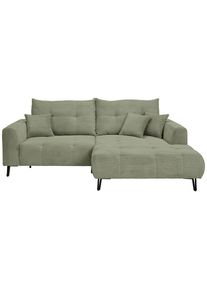 CARRYHOME Ecksofa , Olivgrün , Textil , Füllung: Schaumstoff, Silikon,Schaumstoff, Silikon , Ottomane rechts, L-Form , 250x185 cm , Stoffauswahl,