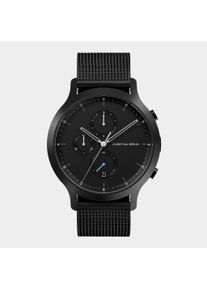 Orologio Cronografo da Uomo - Nero - Cassa in Acciaio Chirurgico, Vetro Zaffiro, Cinturino in Maglia - Display della Data - 42mm , Movimento al Quarzo