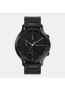 Orologio Cronografo da Uomo - Nero - Cassa in Acciaio Chirurgico, Vetro Zaffiro, Cinturino in Metallo - Display della Data - 42mm , Movimento al