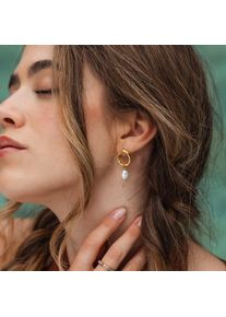 Holzkern Pendientes Mujer oro y Perla