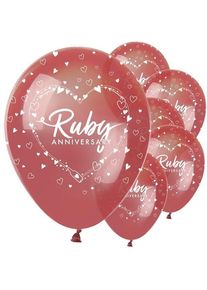 6 ballons en latex Ruby Anniversary pour le 40e anniversaire de mariage