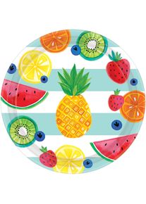 Amscan 8 tutti frutti papperstallrikar 26cm