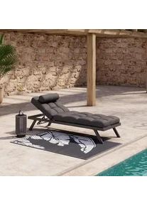 Gartenliege Avola Dunkelgrau Outdoorstoff/Metall