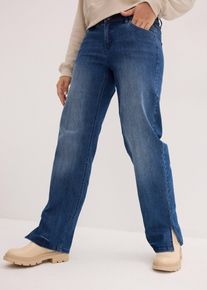 Jean large taille haute élastiquée - bleu - taille 40 avec coton - bonprix