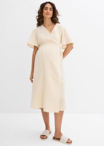Robe de grossesse et d&rsquo;allaitement en gaze de coton - beige - taille 44 avec coton - bonprix